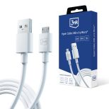 3mk Hyper Cable USB-A į Micro 12W 2,4A 1,2 m White