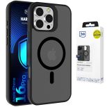 Dūminis dėklas su MagSafe, skirtas Apple iPhone 16 Pro – 3mk HARDY® Hazy MagCase™ Black