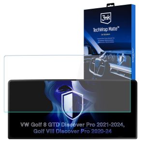 Matinė apsauginė plėvelė navigacijos ekranui, skirta VW Golf 8 GTD Discover Pro 2021-24 – 3mk TechWrap Matte™ Center Display