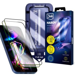 2x Grūdintas stiklas su ProFIT™ aplikatoriumi Apple iPhone 17 Pro Max – 3mk HARDY® Hardura 9H™