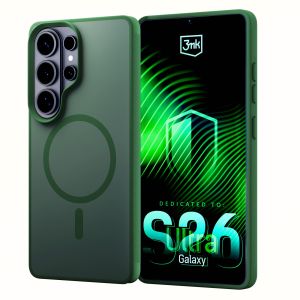 Pržinęta etuį su MagSafe ant Samsung Galaxy S26 Ultra - 3mk HARDY® Hazy MagCase™ Green