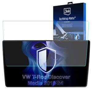 Matinė apsauginė plėvelė navigacijos ekranui VW T-Roc I Discover Media 2018-25 – 3mk TechWrap Matte™ Center Display
