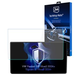 Matinė apsauginė plėvelė navigacijos ekranui VW Passat B9 2024- 15" – 3mk TechWrap Matte™ Center Display