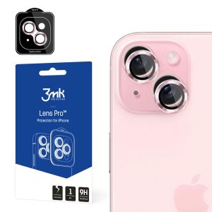 Grūdintas stiklas objektyvui Apple iPhone 15 - 3mk Lens Protection Pro Pink