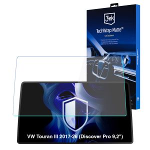 Matinė apsauginė plėvelė navigacijos ekranui VW Touran III 2017-26 (Discover Pro 9,2") – 3mk TechWrap Matte™ Center Display