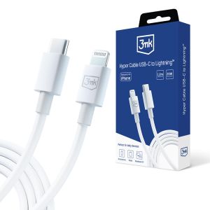 [Kabel USB-C to Lightning 20W 5A 1.2m - 3mk Hyper Cable White]