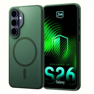 Pržinęta etuį su MagSafe ant Samsung Galaxy S26 - 3mk HARDY® Hazy MagCase™ Green