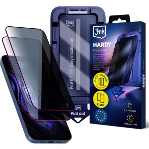 2x Grūdintas privatumo stiklas su aplikatoriumi Apple iPhone 15/16 – 3mk HARDY® Privzone 9H™