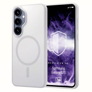 Dūminis dėklas su MagSafe, skirtas Samsung Galaxy S25 – 3mk HARDY® Hazy MagCase™ White