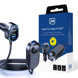 Automobilinė įkroviklis 3mk Double Car Charger 135W PD QC PPS USB-C USB-A