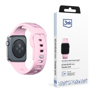 Patiekite „Apple Watch 42/44/45/46/49 mm Powder Pink (big)“ - 3mk silikoninė apyrankė.