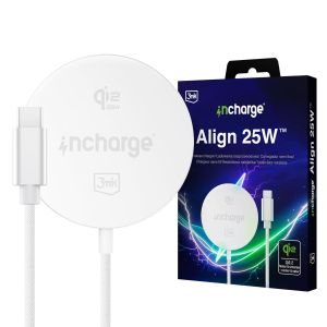 25W MagSafe Qi2.2 3mk incharge® Align 25W™ belaidė įkroviklis Android baltas