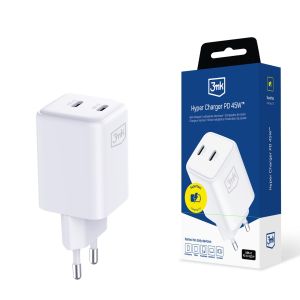 Tinklo įkroviklis 3mk Hyper Charger PD 45W QC4+ PPS 2C Super-Fast Charge 2.0