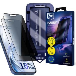 2x Grūdintas privatumo stiklas su aplikatoriumi Apple iPhone 18 Pro Max – 3mk HARDY® Privzone 9H™