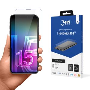 Nedūžtantis hibridinis stiklas, skirtas Apple iPhone 15 – 3mk FlexibleGlass
