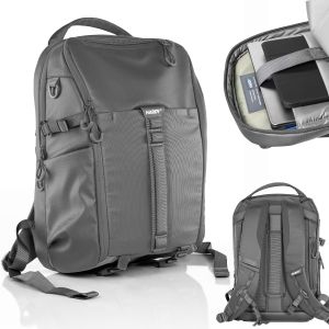 16" nešiojamojo kompiuterio kuprinė 3mk HARDY® 360™ Grey su 360° AST™ apsauga – verslo, kelionių, clamshell