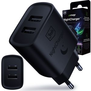 Tinklo įkroviklis 2x USB-A 3mk incharge® NightCharger™ Black