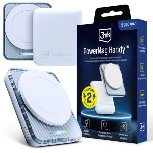 Kompaktiškas 5000 mAh 22.5W MagSafe 3mk PowerMag Handy™ White powerbankas