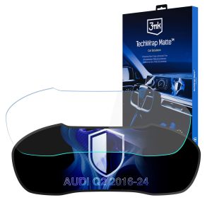 Matinė apsauginė plėvelė prietaisų skydelio ekranui, skirta AUDI Q2 2016-24 (Virtual Cockpit) – 3mk TechWrap Matte Cluster™