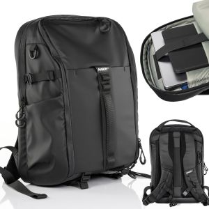 16" nešiojamojo kompiuterio kuprinė 3mk HARDY® 360™ Leather su 360° AST™ apsauga – verslo, kelioninė, clamshell
