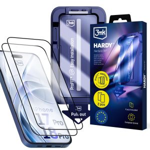 2x Grūdintas stiklas su ProFIT™ aplikatoriumi Apple iPhone 17 Pro/ 18 Pro – 3mk HARDY® Hardura 9H™