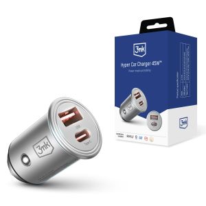 Automobilinis įkroviklis PD QC PSS USB-C USB-A 3mk Hyper Car Charger 45W