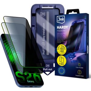 2x Grūdintas privatumo stiklas su aplikatoriumi Samsung Galaxy S26 – 3mk HARDY® Privzone 9H™