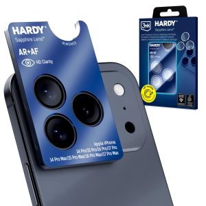 Safyro stiklas objektyvui Apple iPhone 14,15,16,17 Pro/ 14,15,16,17 Pro Max - 3mk HARDY® Sapphire Lens™