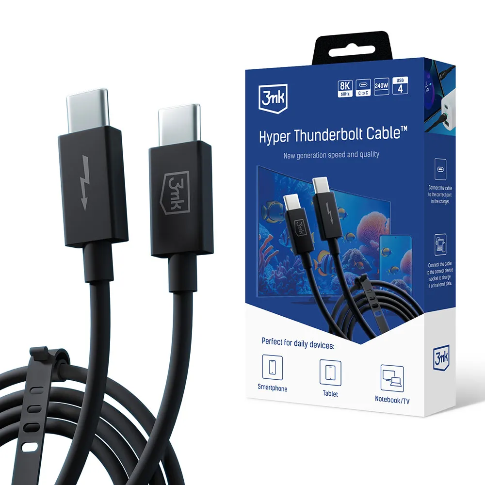 Kabelis USB-C 3mk Hyper Thunderbolt 3 Kabelis™ USB4 8K60Hz