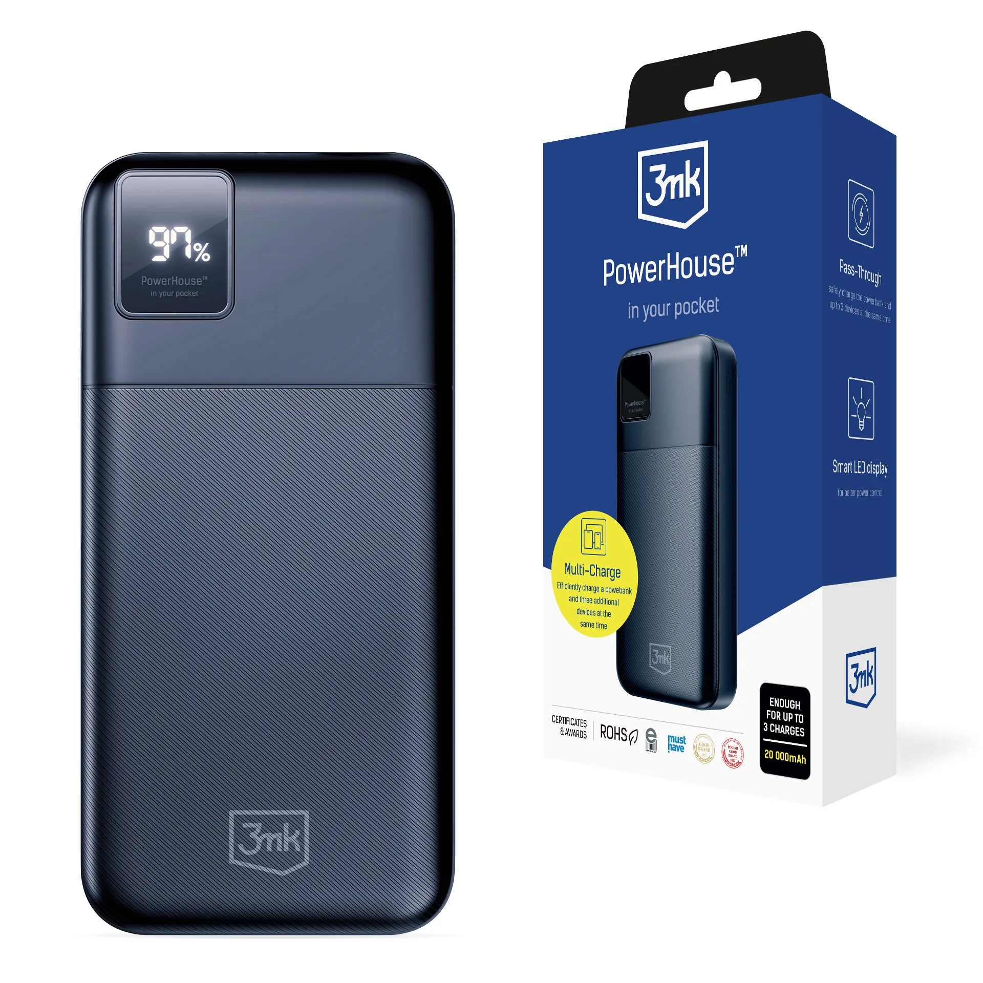 [Powerbank 20000 mAh Multi-Charge USB-C & USB-A - 3mk PowerHouse]