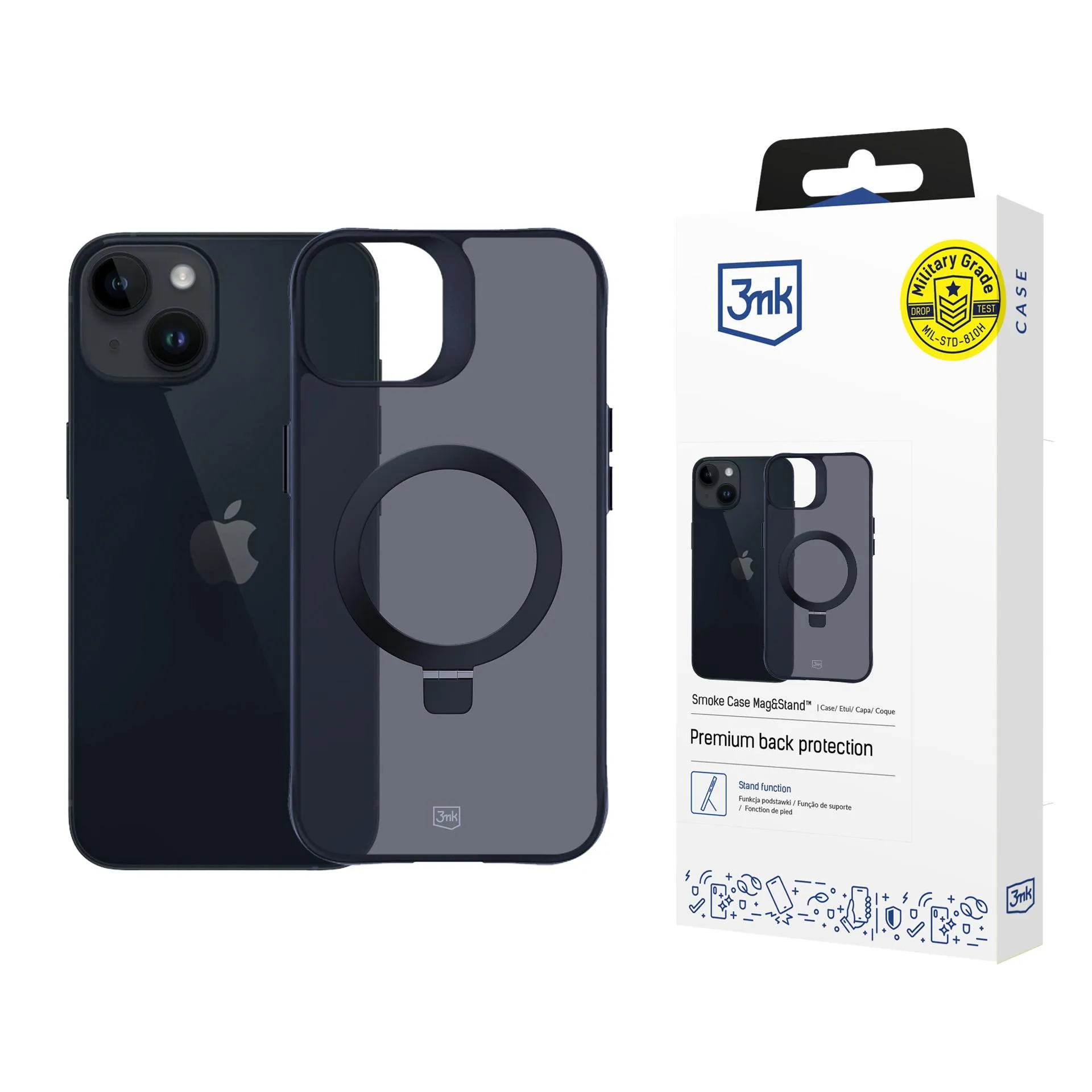 Dėklas Apple iPhone 14 Plus - 3mk Smoke Case Mag&Stand