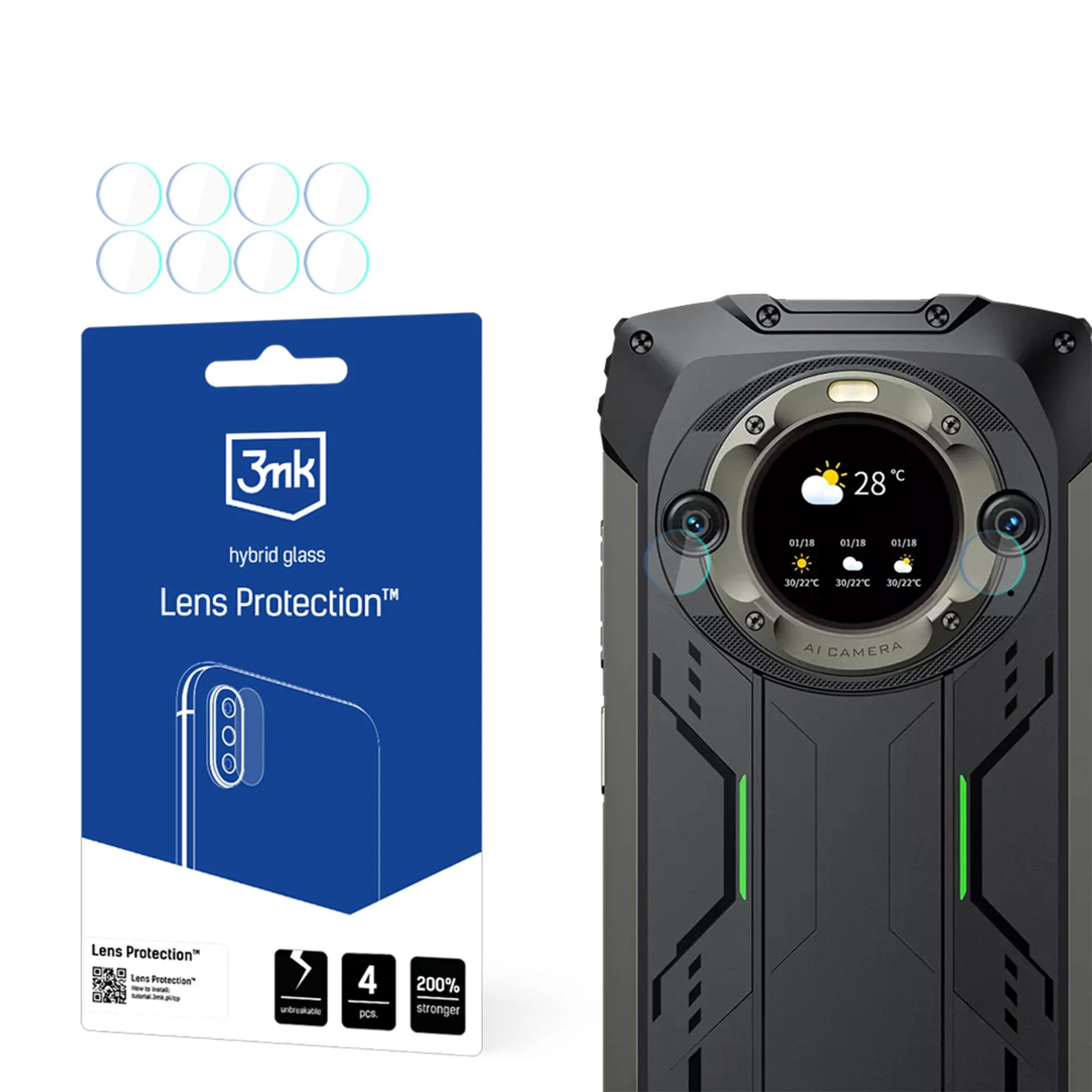 Stiklas fotoaparato objektyvui Blackview BV9300 Pro - 3mk objektyvo apsauga