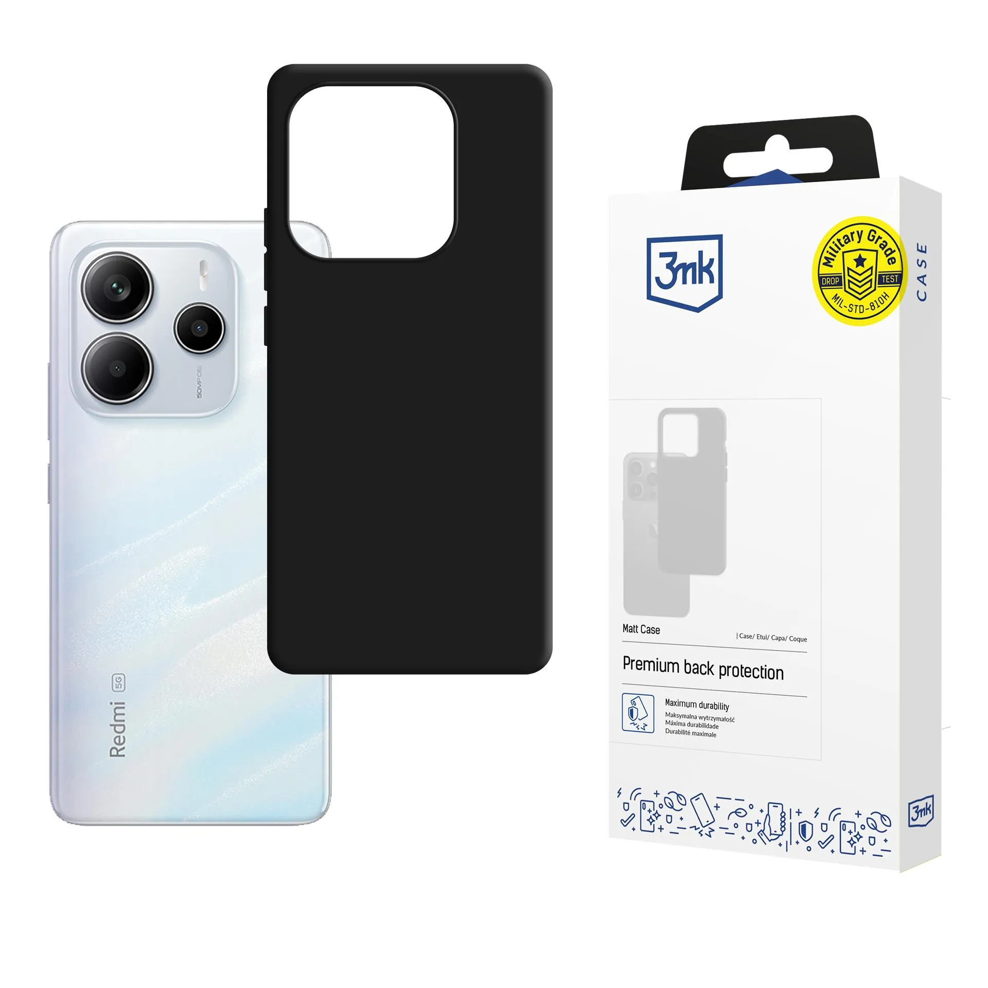 Dėklas Redmi Note 14 5G - 3mk Matt Case Black