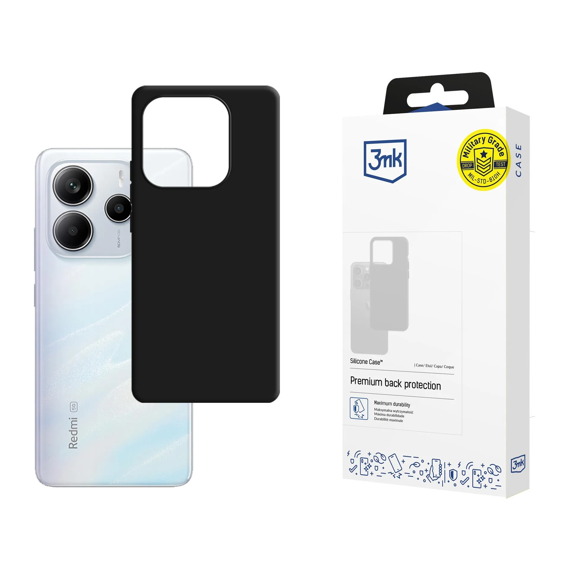 Dėklas Redmi Note 14 5G - 3mk silikoninis dėklas juodas