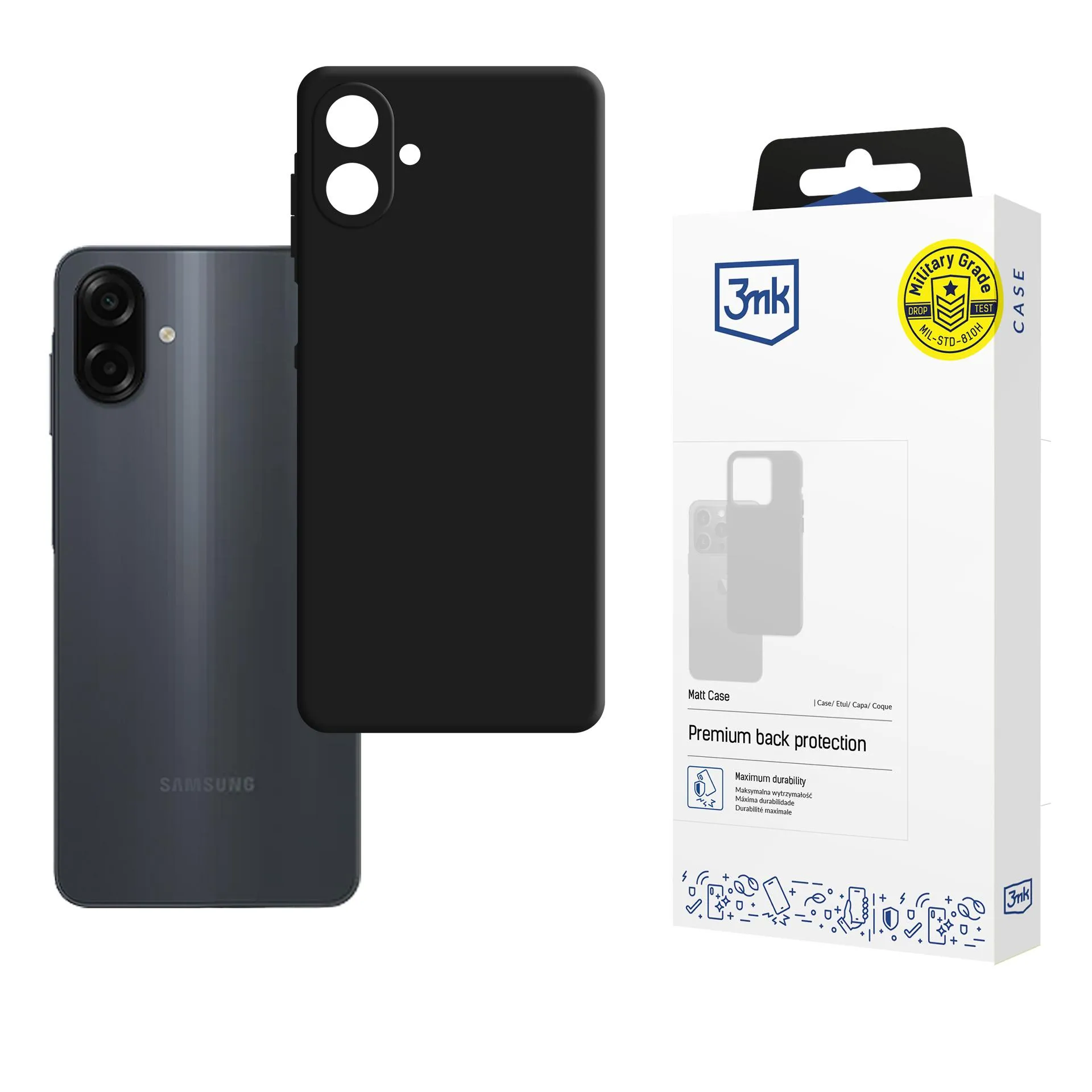 Dėklas Samsung Galaxy A07 4G - 3mk Matt Case Black