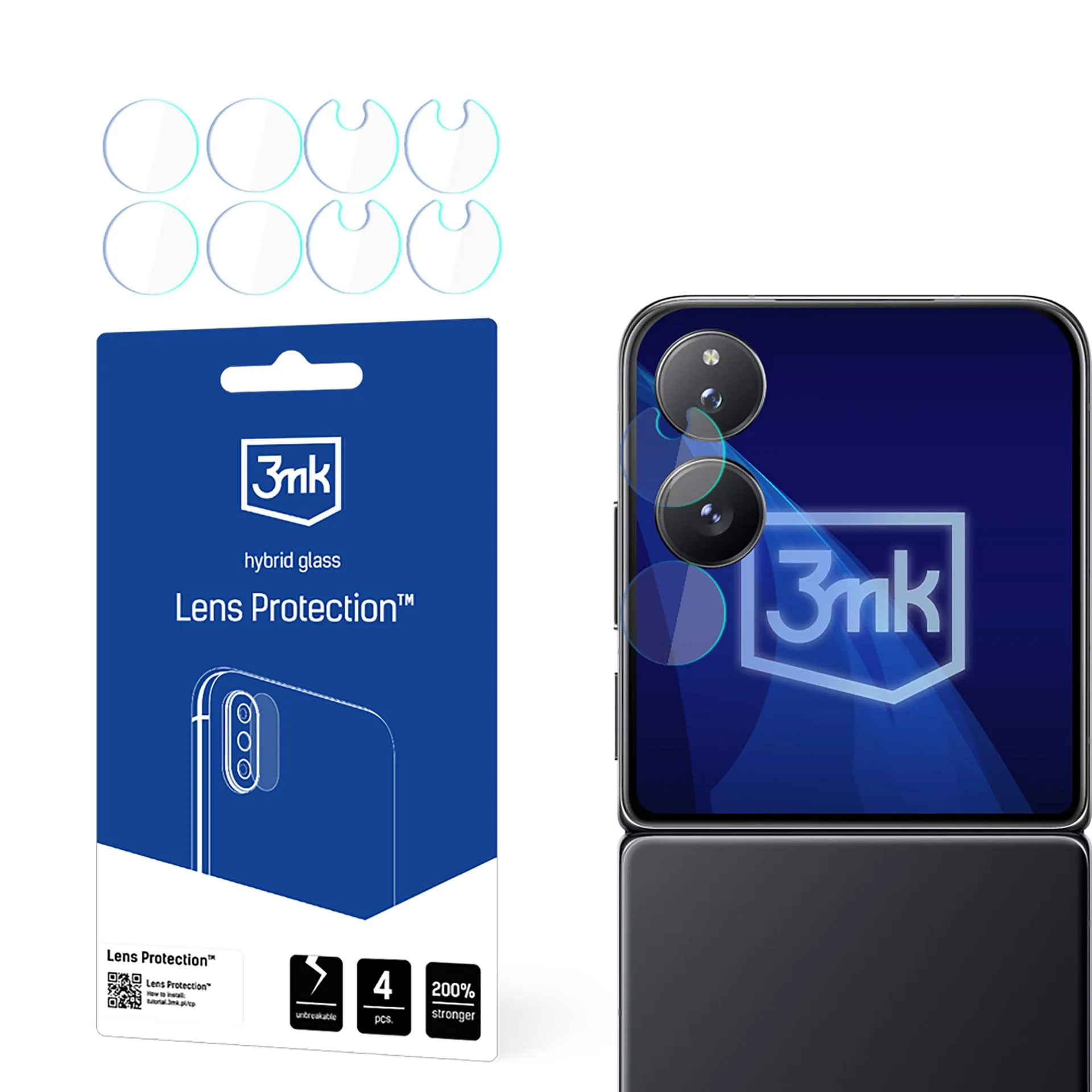 Stiklas fotoaparato objektyvui Xiaomi Mix Flip (front) - 3mk objektyvo apsauga